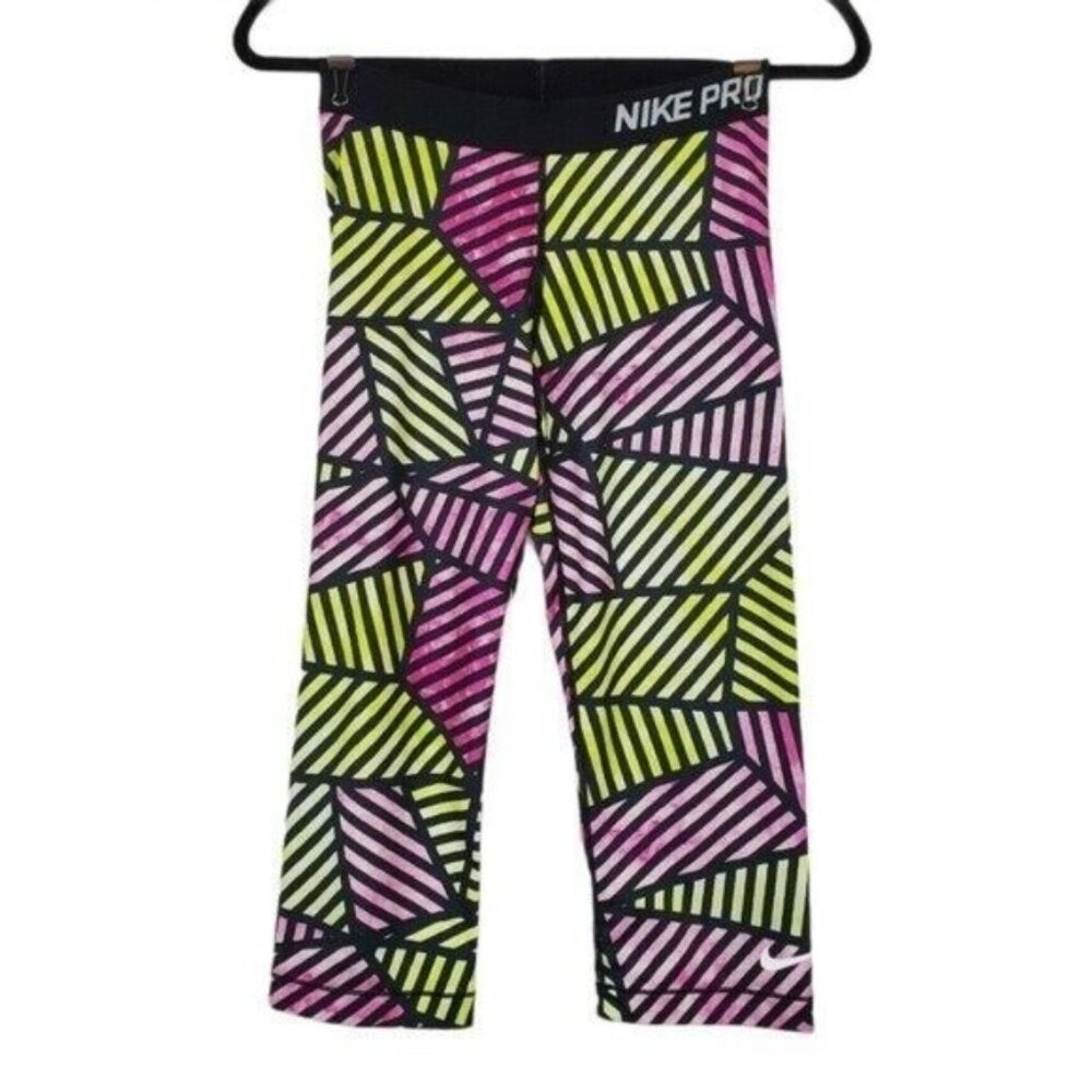 Nike Womens Pro Dri-Fit Multicolor Fade Training Capri Leggings Size M